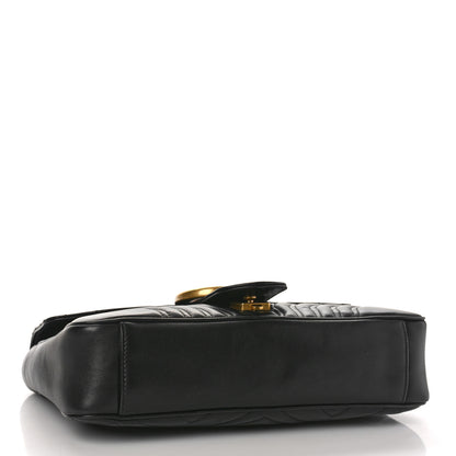 Gucci Calfskin Matelasse Medium GG Marmont Shoulder Bag Black 4 of 11