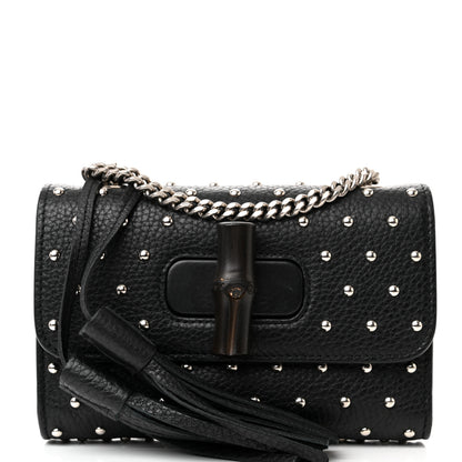 Gucci Calfskin Small Studded Miss Bamboo Shoulder Bag Black 8 of 12