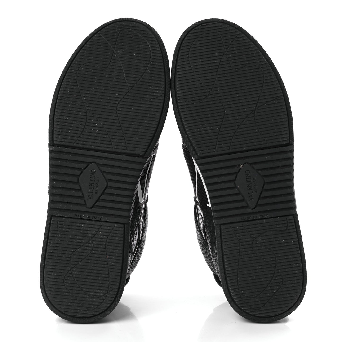 Grained Calfskin Mens VL7N Mid-Top Sneakers 40.5 Black White
