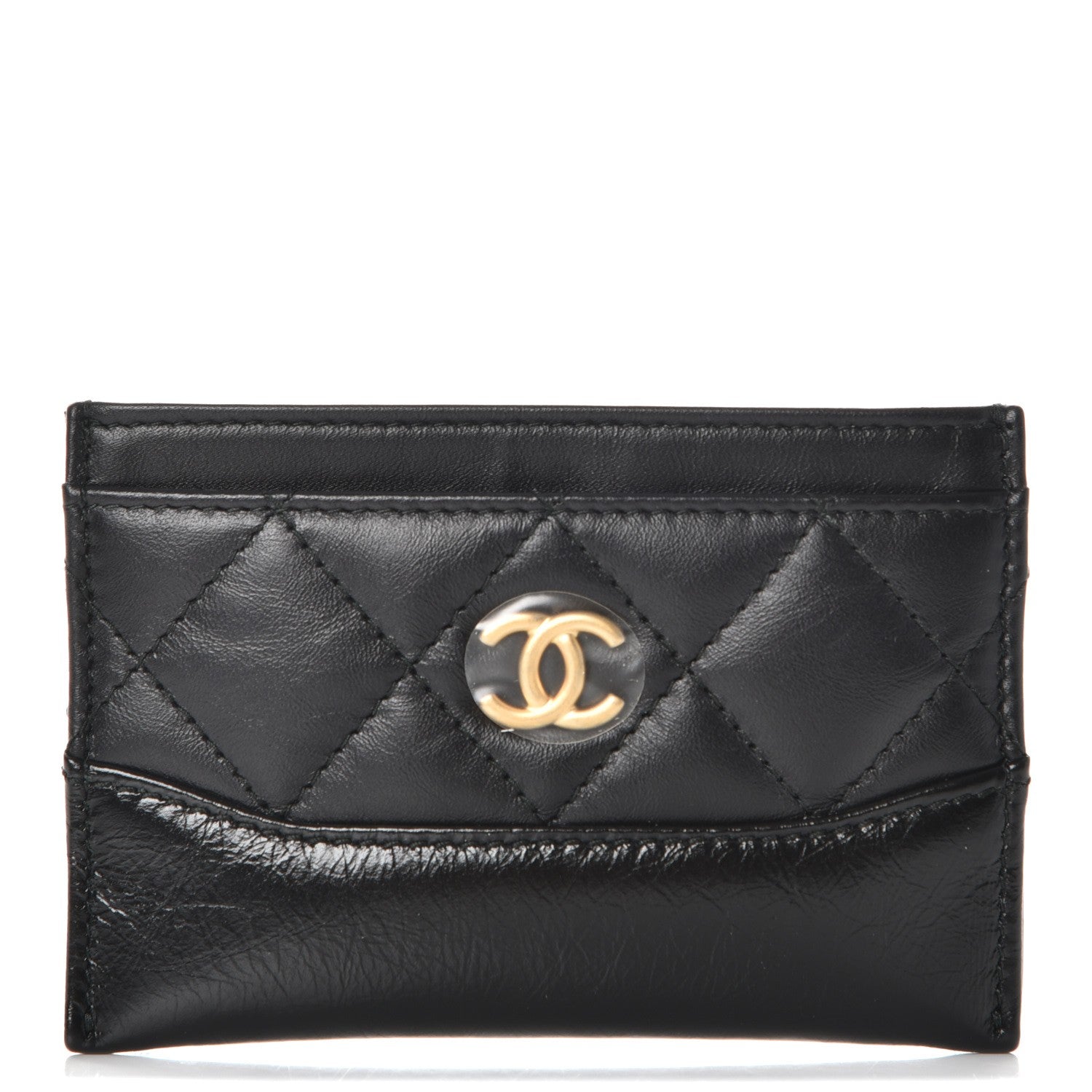 Chanel Aged Calfskin Quilted Gabrielle Card Holder Black 1 of 9