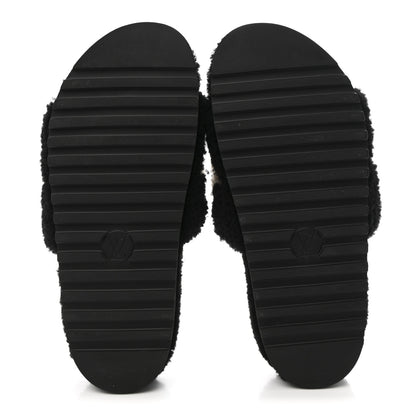 Louis Vuitton Shearling Monogram Giant Paseo Flat Comfort Mule 39 Black 6 of 9