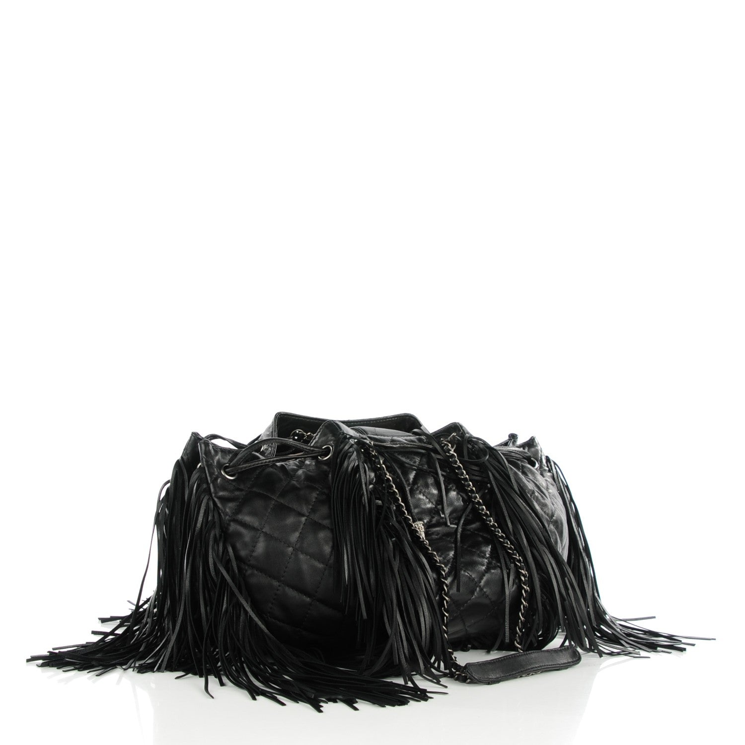 Chanel Lambskin Quilted Western Baluchon Fringe Bag Black 3 of 8