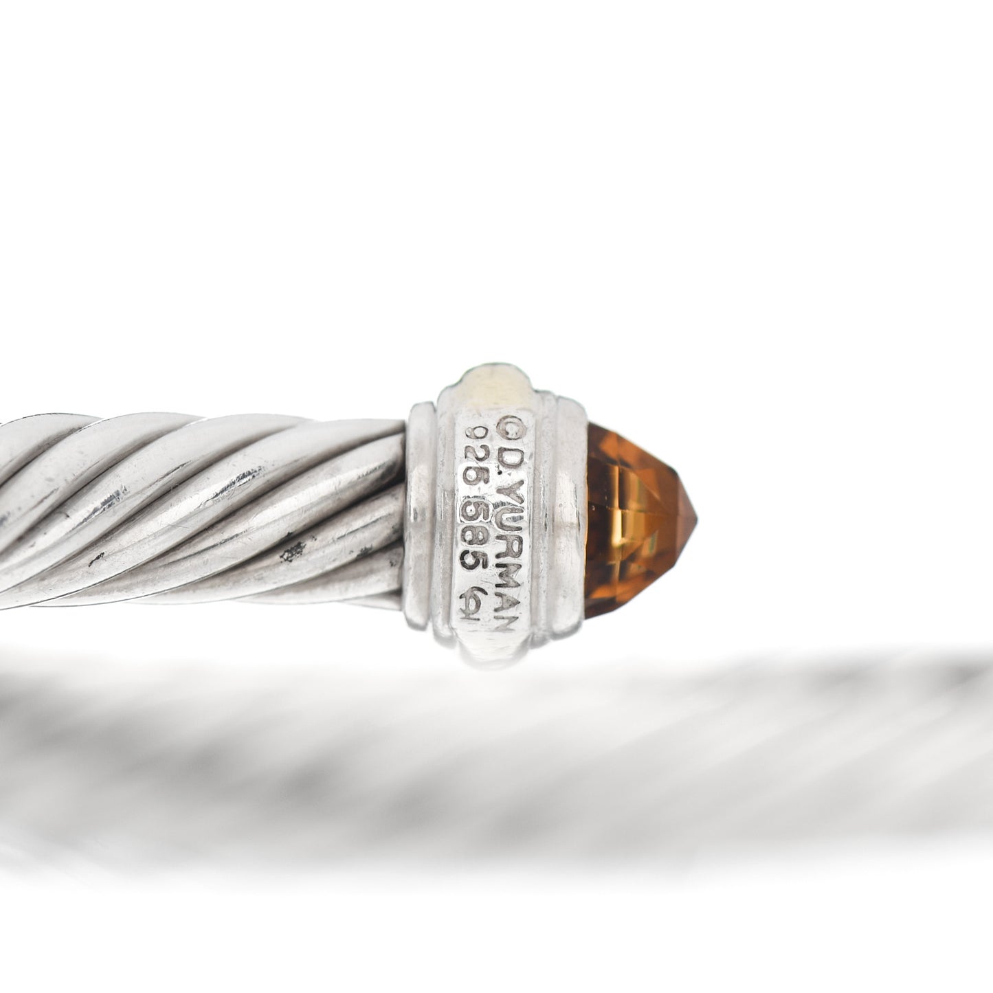 Sterling Silver 14K Yellow Gold Citrine 7mm Cable Classics Bracelet