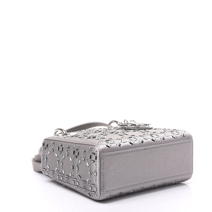 Christian Dior Satin Crystal Cannage Mini Lady Dior Gray 3 of 8