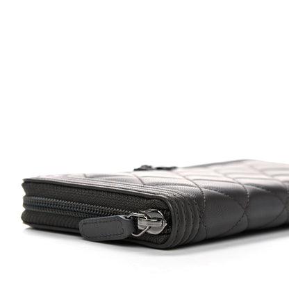 Chanel Caviar Quilted Large Boy Zip Around Wallet Grey 9 of 11