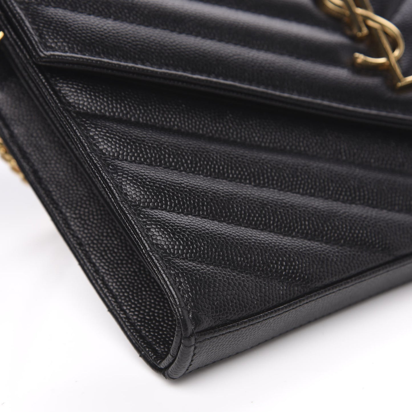 Grain De Poudre Matelasse Chevron Monogram Chain Wallet Black