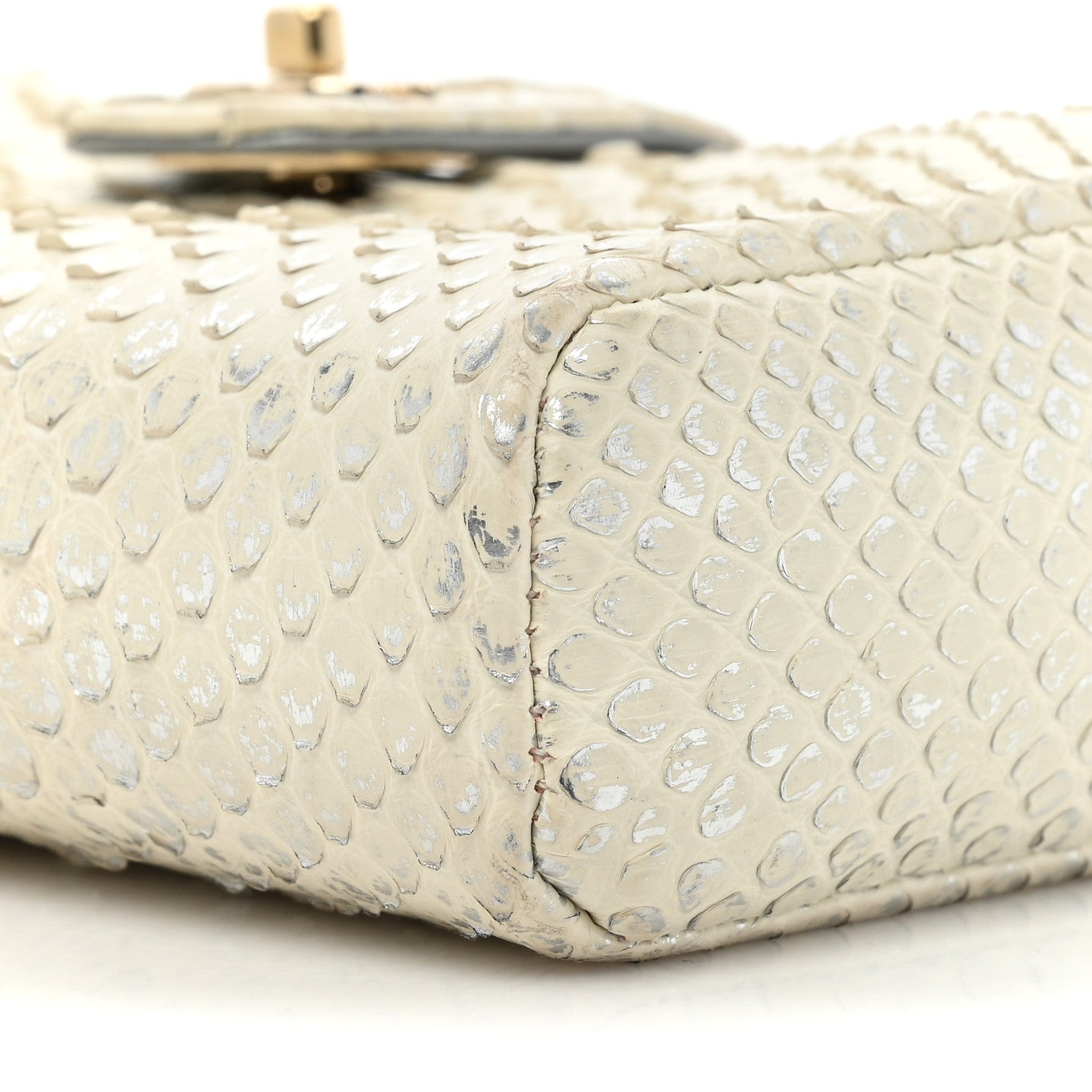 Chanel Snakeskin Phone Holder Pouch Clutch White 11 of 24