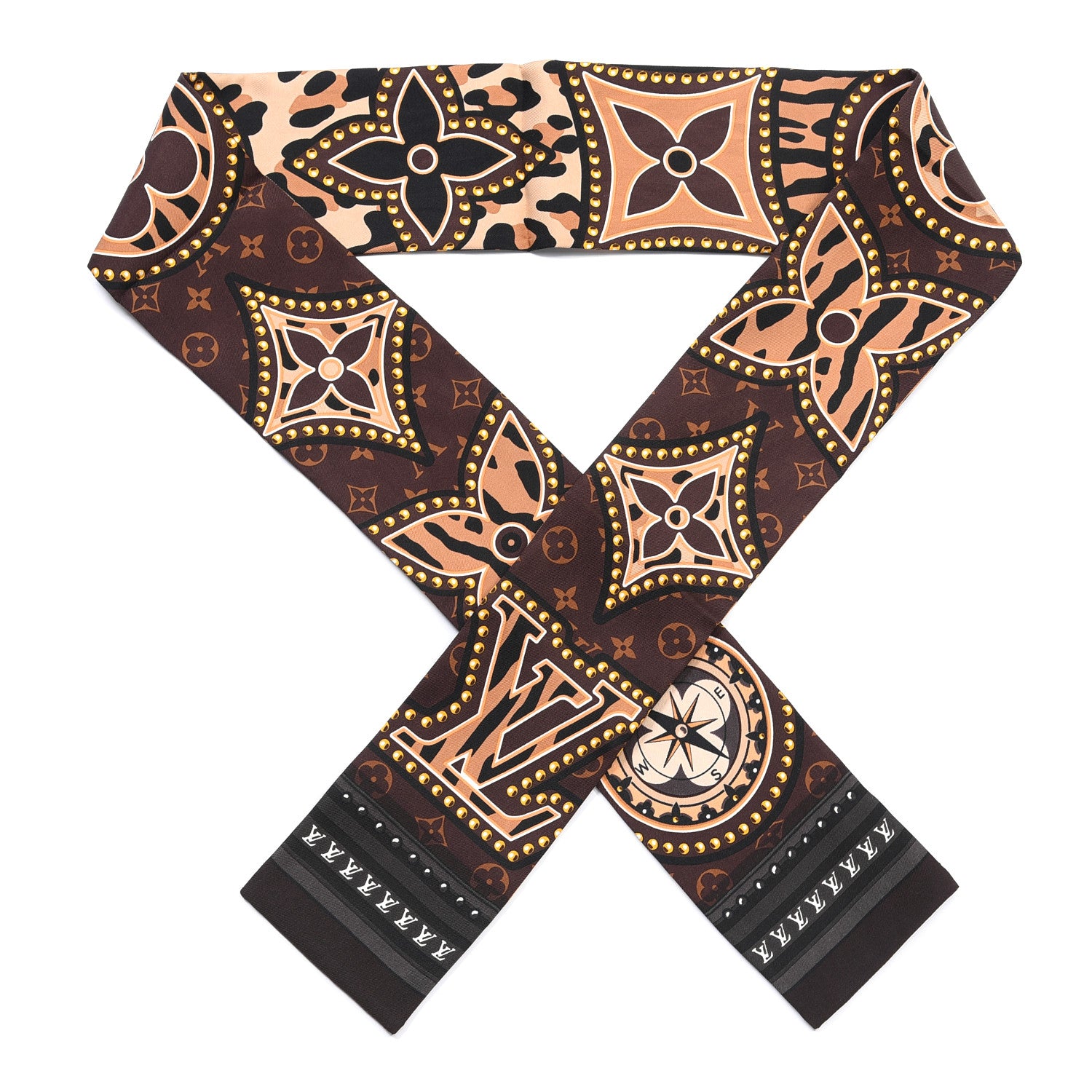 Louis Vuitton Silk Monogram LV World Bandeau Brown 1 of 3