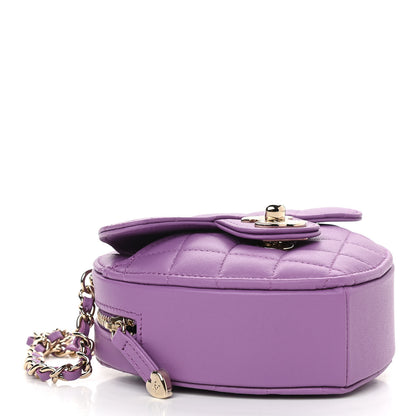 Chanel Lambskin Quilted CC In Love Heart Clutch With Chain Purple 4 of 11