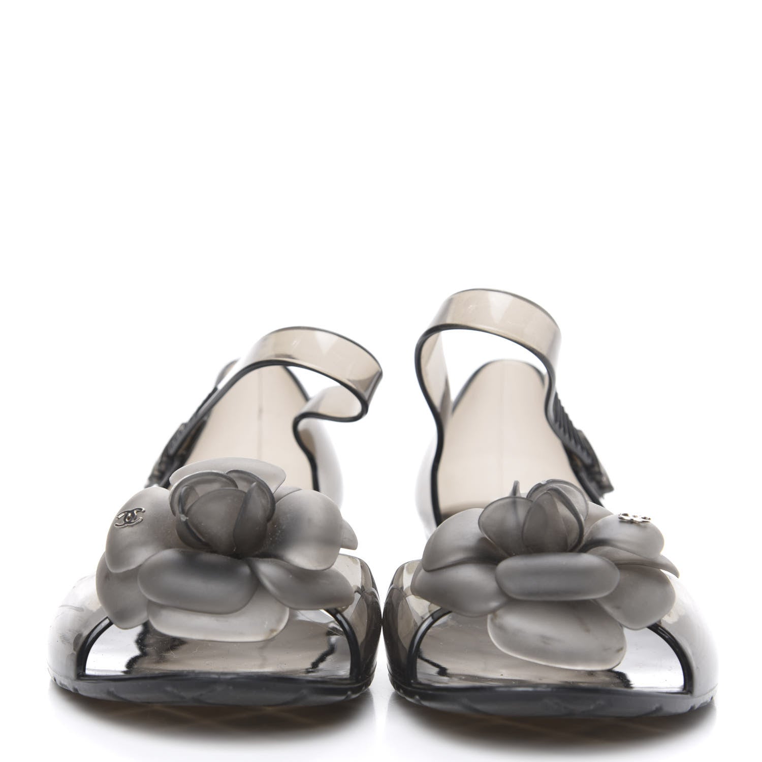 Chanel Jelly Camellia CC Sandals 38 Grey 2 of 7