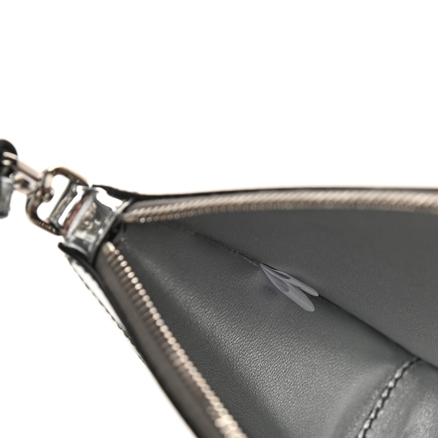 Prada Spazzolato Metal Triangle Logo Triangle Patterned Mini Shoulder Bag Argento 5 of 8