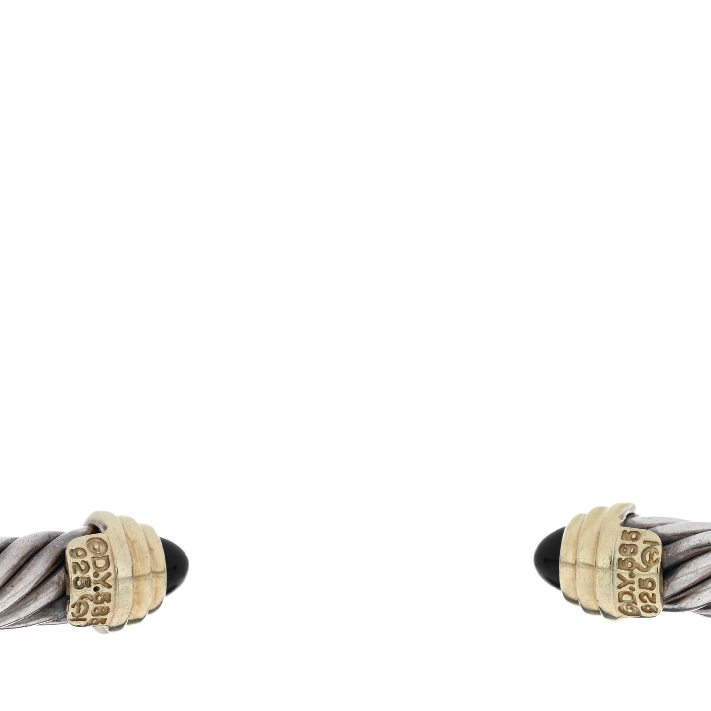 Sterling Silver 14K Yellow Gold Black Onyx 5mm Cable Classics Petite Color Bracelet