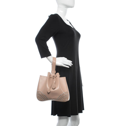 Alaia Calfskin Vienne Studded Rose-Marie 19 Bag Sable 2 of 8
