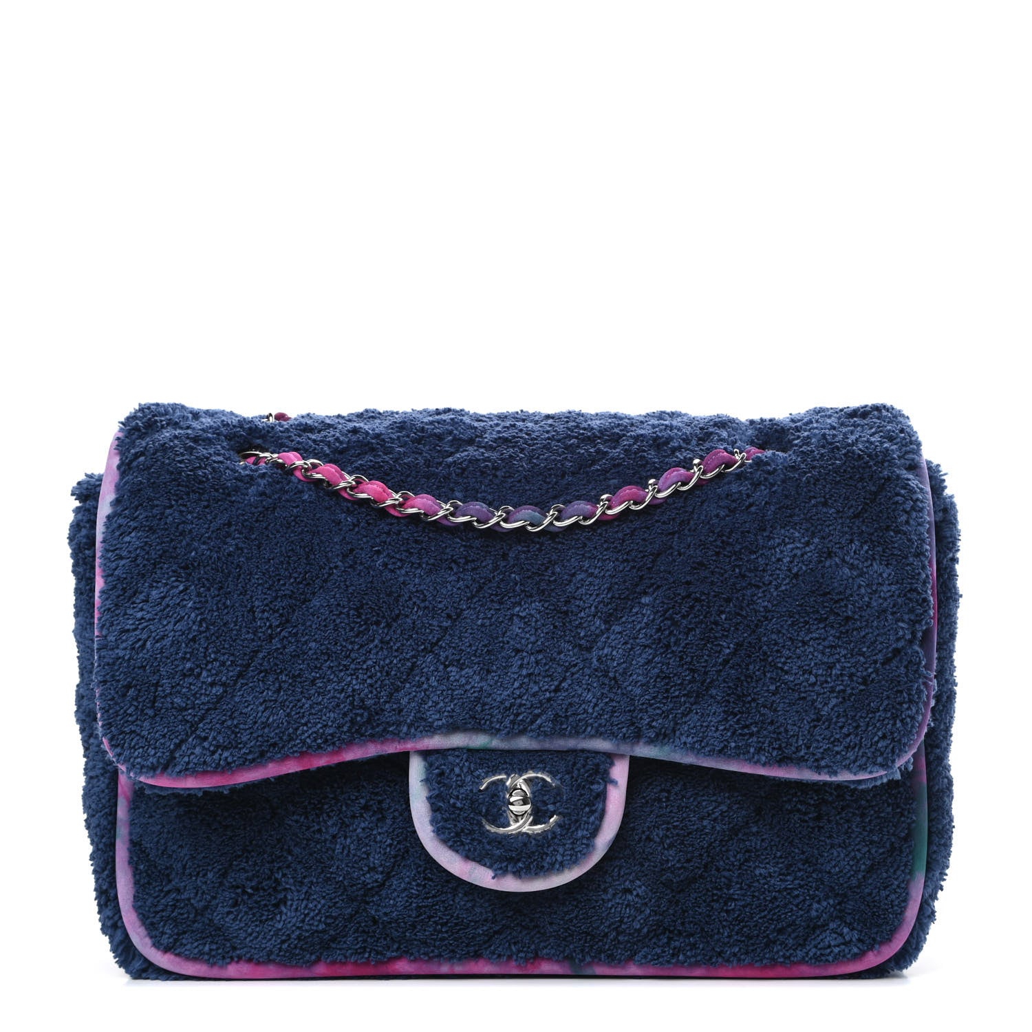 Chanel Mixed Fibers Quilted Large Flap Bag Navy Blue 1 of 11