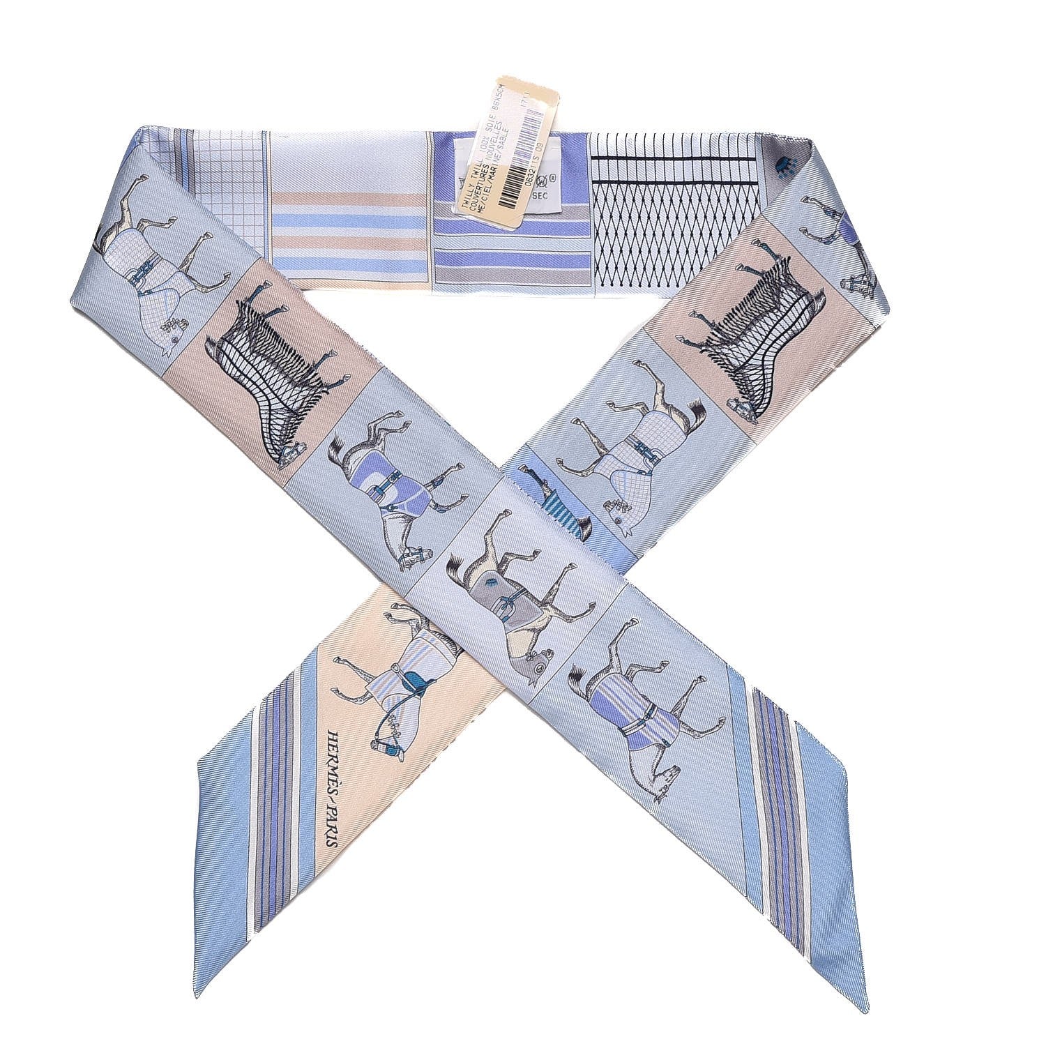 Hermes Silk Couvertures Nouvelles Twilly Menthe Ciel Marine Sable 1 of 4