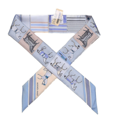 Hermes Silk Couvertures Nouvelles Twilly Menthe Ciel Marine Sable 1 of 4