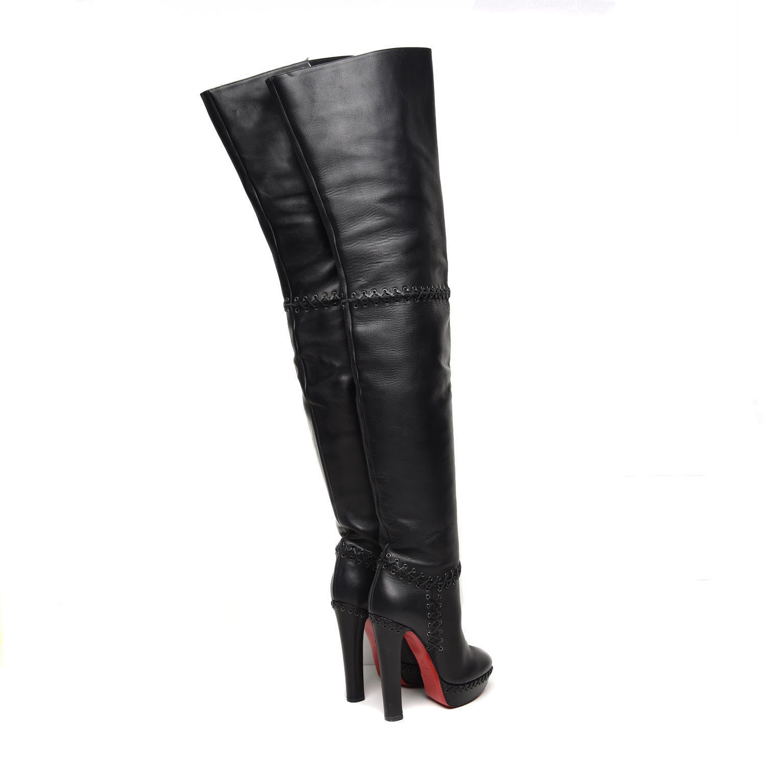 Christian Louboutin Calfskin Tres Contente Alta Thigh High Boots 37 Black 4 of 9