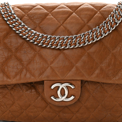 Chanel Washed Lambskin Quilted Chain Around Maxi Flap Brown 8 of 12