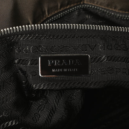 Prada Tessuto Nylon Calfskin Crocodile Embossed Tote Antilope Tabacco 6 of 10