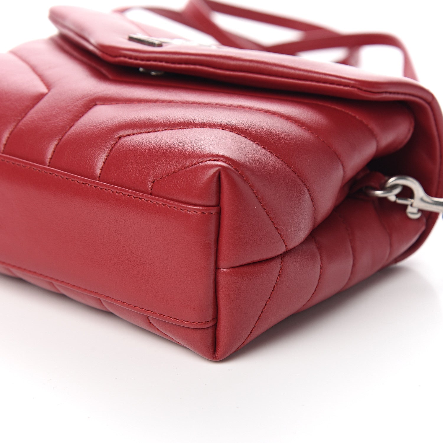 Saint Laurent Calfskin Y Quilted Monogram Toy Loulou Crossbody Bag Red 8 of 10