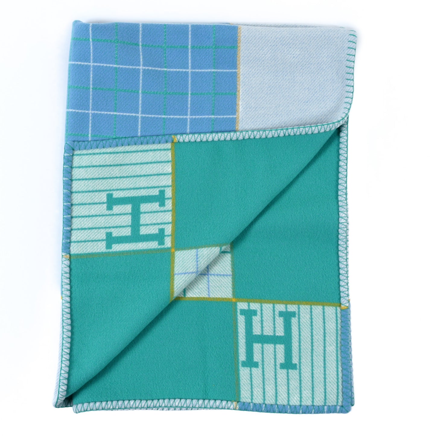 Wool Cashmere Avalon Passe-Passe Blanket Bleuet