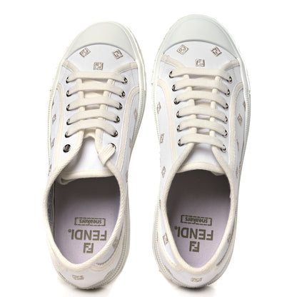 Fendi Canvas Lurex FF Womens Domino Low Top Sneakers 39 White 2 of 9