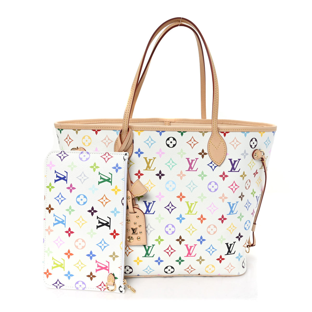 LV X TM Monogram Multicolor Neverfull MM White