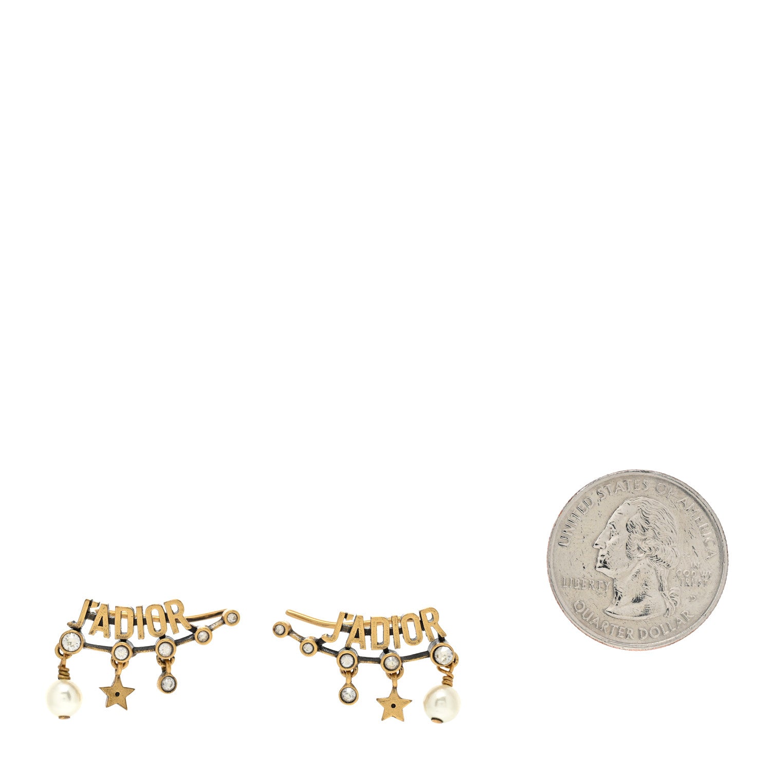 Christian Dior Pearl Crystal J'Adior Earrings Aged Gold 2 of 5