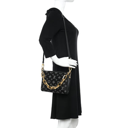 Louis Vuitton Satin Beaded Embroidered Monogram Coussin BB Black 2 of 11