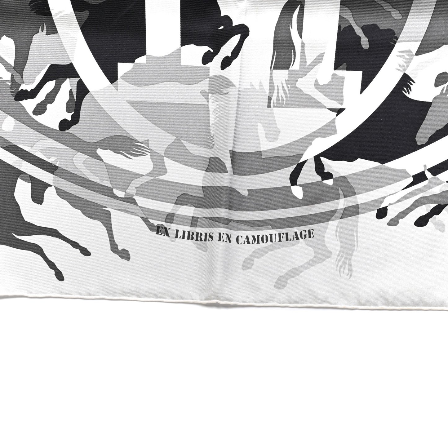 Silk Ex-Libris En Camouflage Scarf 90 Gris Perle