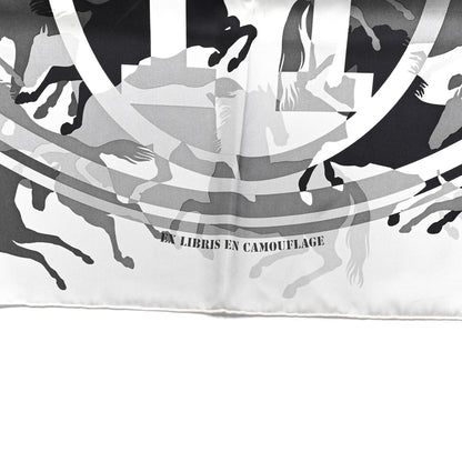 Hermes Silk Ex-Libris En Camouflage Scarf 90 Gris Perle 2 of 5