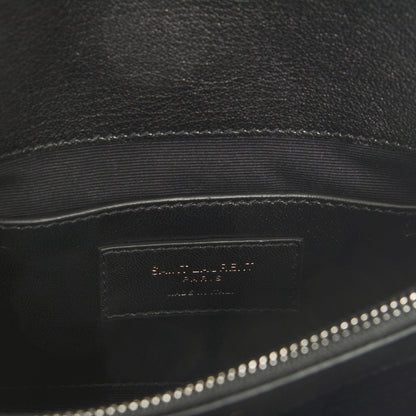 Saint Laurent Sheepskin Matelasse Chevron Monogram Medium College Bag Black 6 of 7