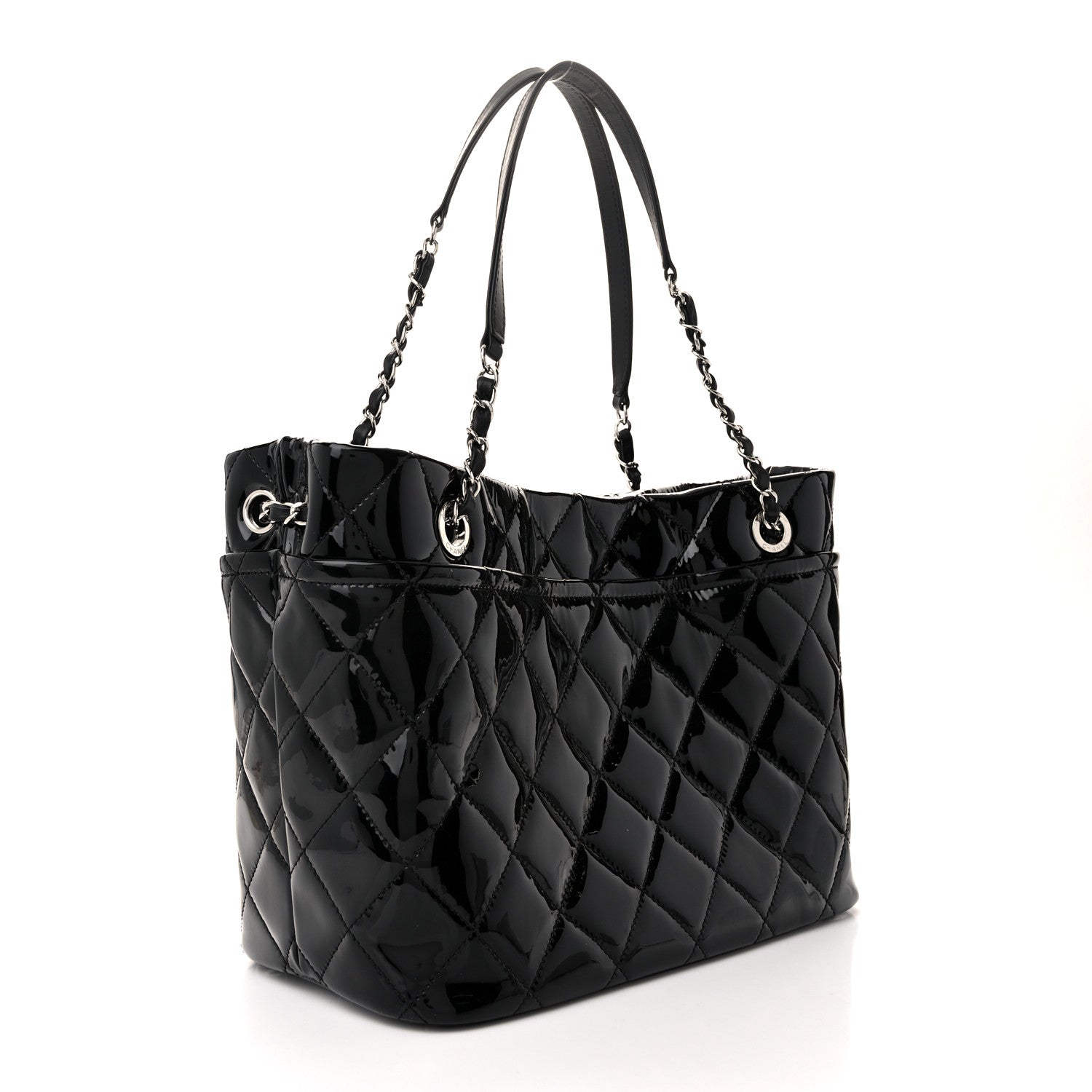 Chanel Patent Quilted Timeless CC Soft Tote Black 3 of 10