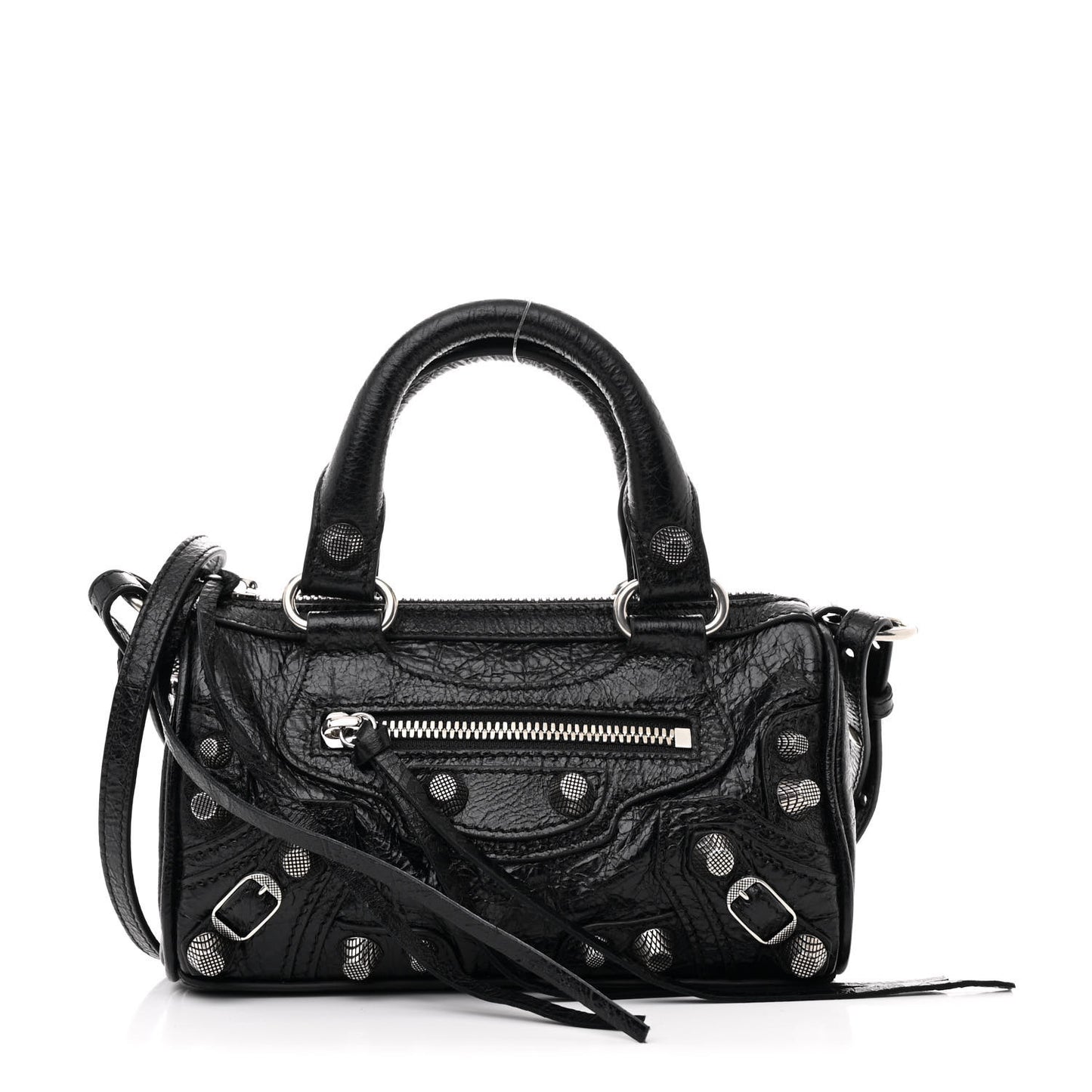 Agneau Arena Crystal Neo Nano Cagole Handbag Black