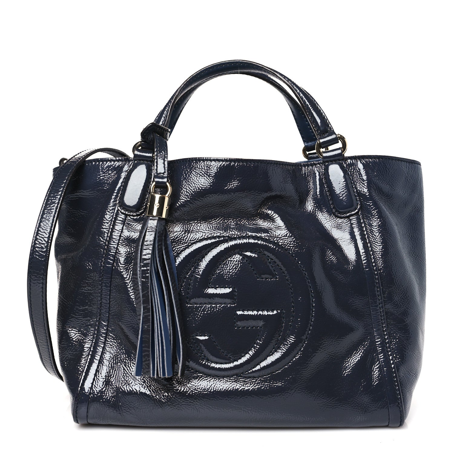 Gucci Patent Small Soho Shoulder Bag Navy 1 of 10