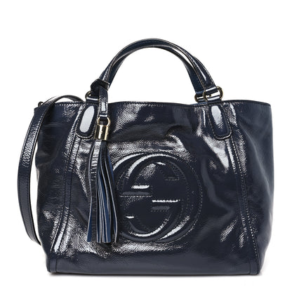 Gucci Patent Small Soho Shoulder Bag Navy 1 of 10
