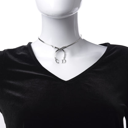 Christian Dior Bow CD Necklace Silver 2 of 5