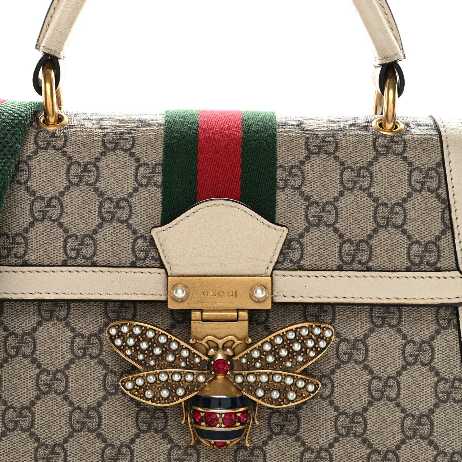 Gucci GG Supreme Monogram Small Queen Margaret Top Handle Bag White 8 of 13