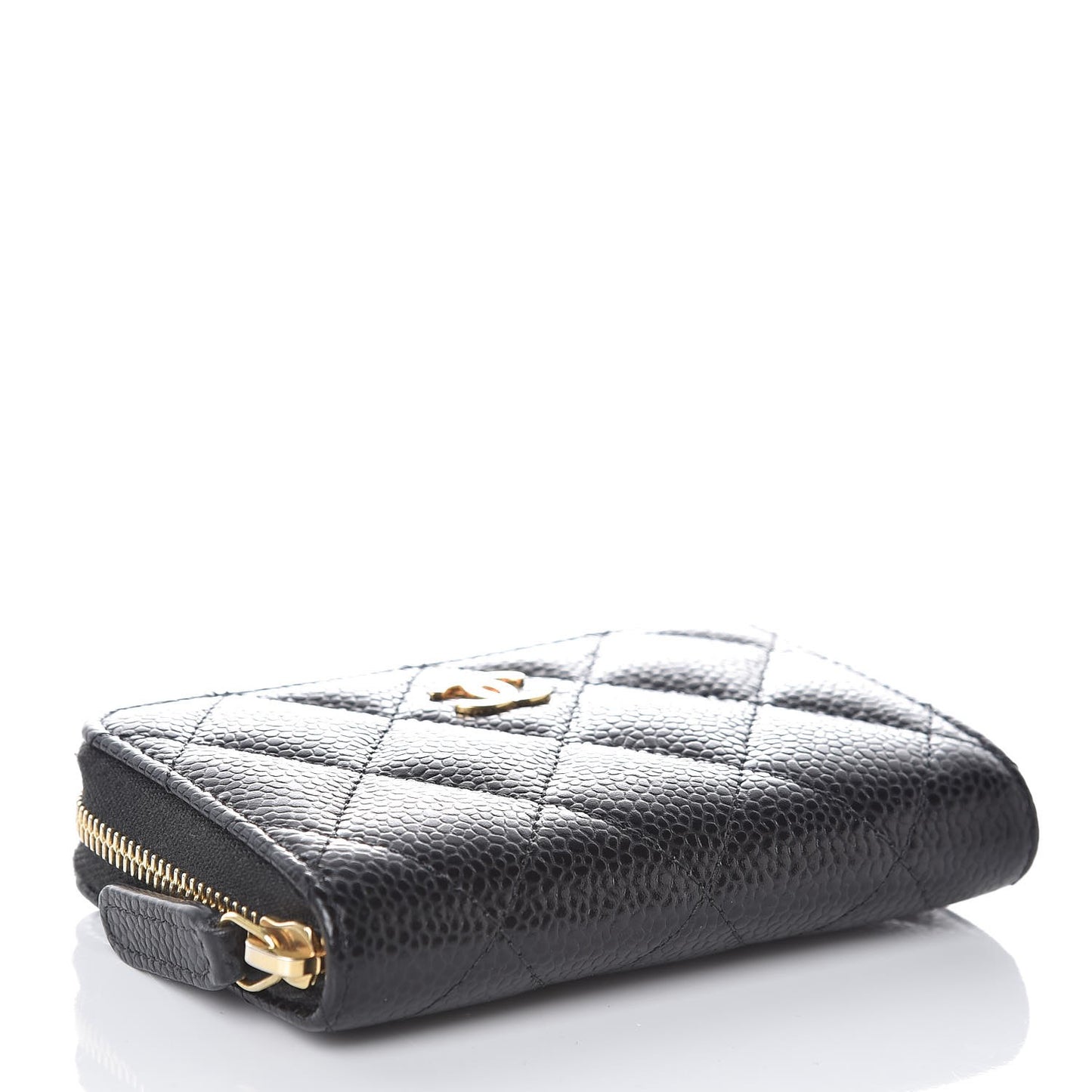 Caviar Quilted Zip Coin Purse Black