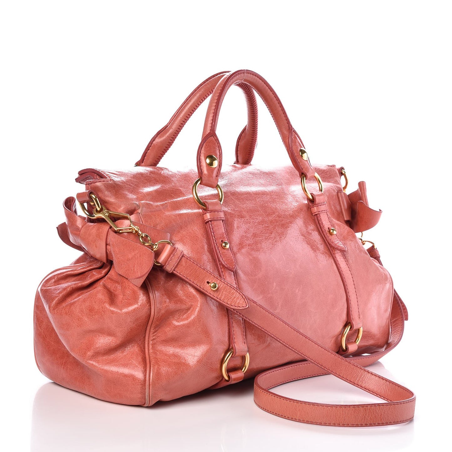 Vitello Lux Medium Bow Bag Rosa