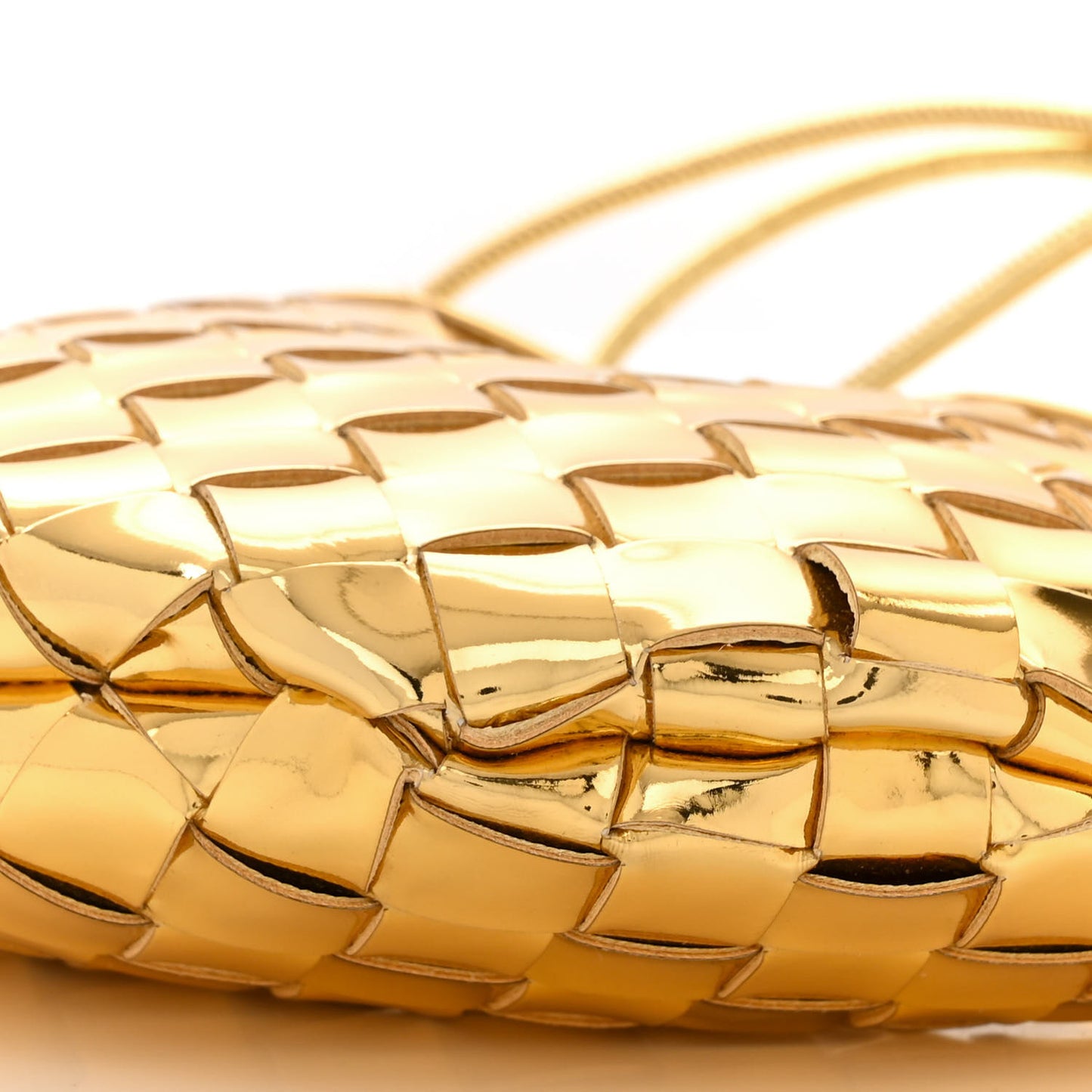 Mirror Laminated Nappa Intrecciato Mini Sardine Bag Gold