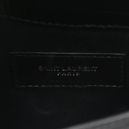 Saint Laurent Calfskin Crocodile Embossed Uptown Monogram Clutch Black 5 of 8