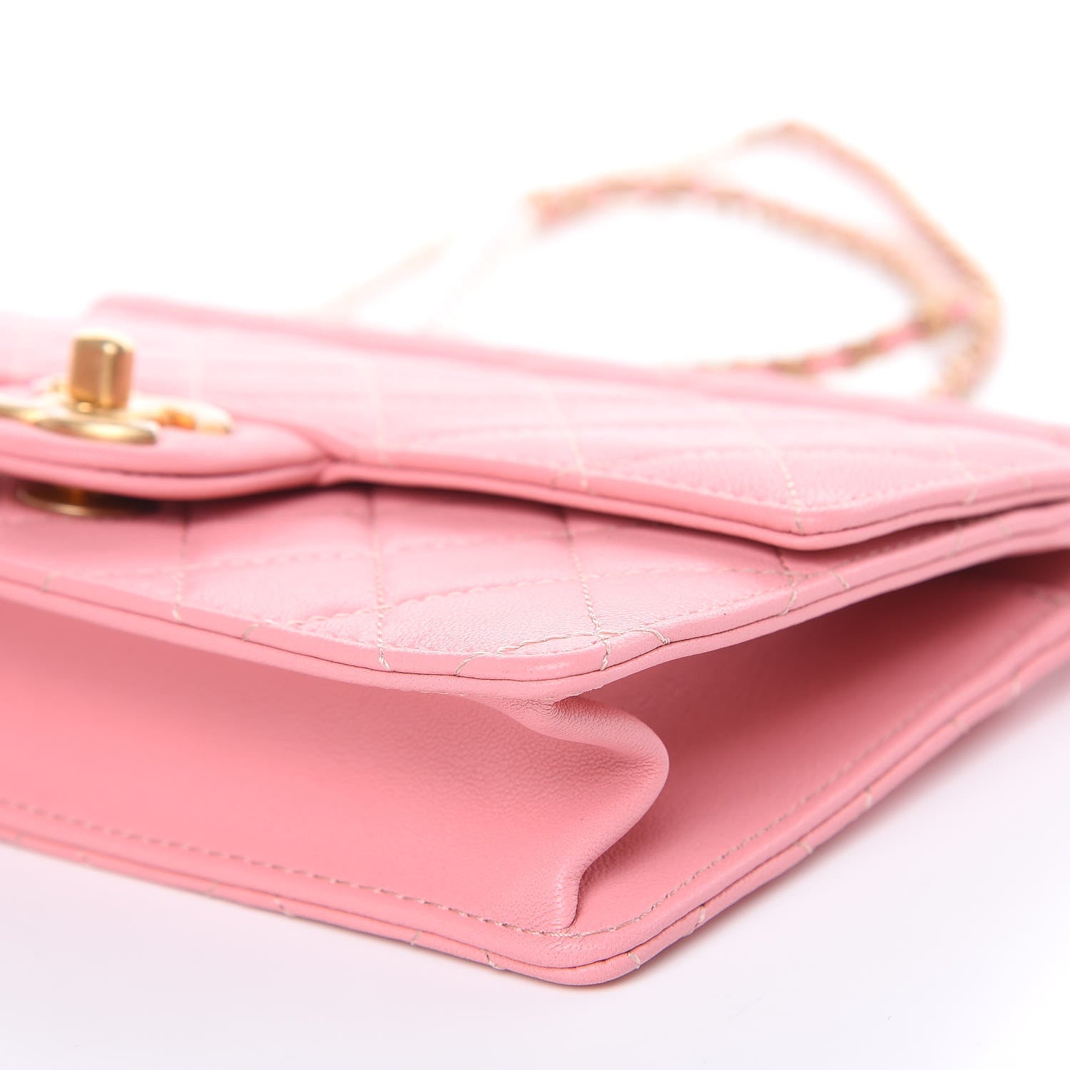 Chanel Lambskin Quilted Pearl Chain Flap Bag Pink 9 of 9