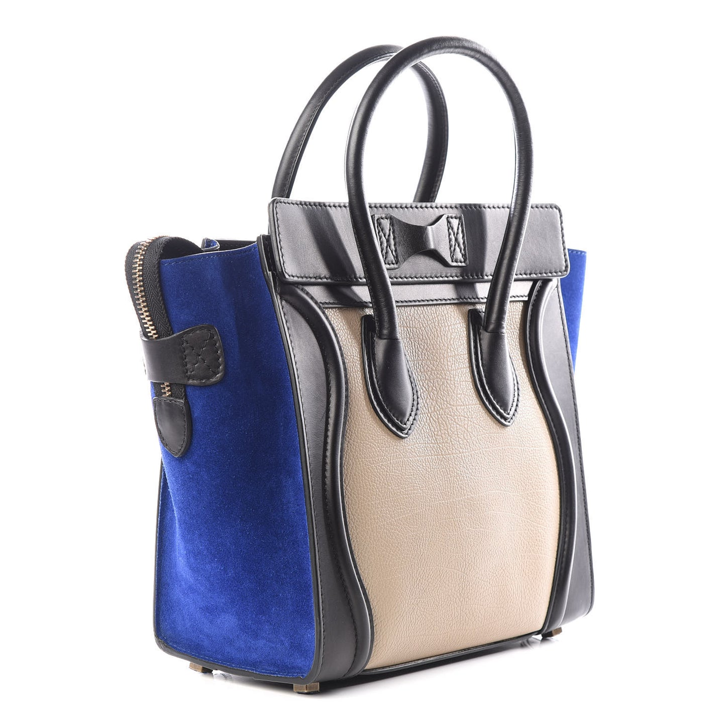 Elephant Calfskin Suede Micro Tri-Color Luggage Sand