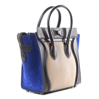 Celine Elephant Calfskin Suede Micro Tri-Color Luggage Sand 2 of 10