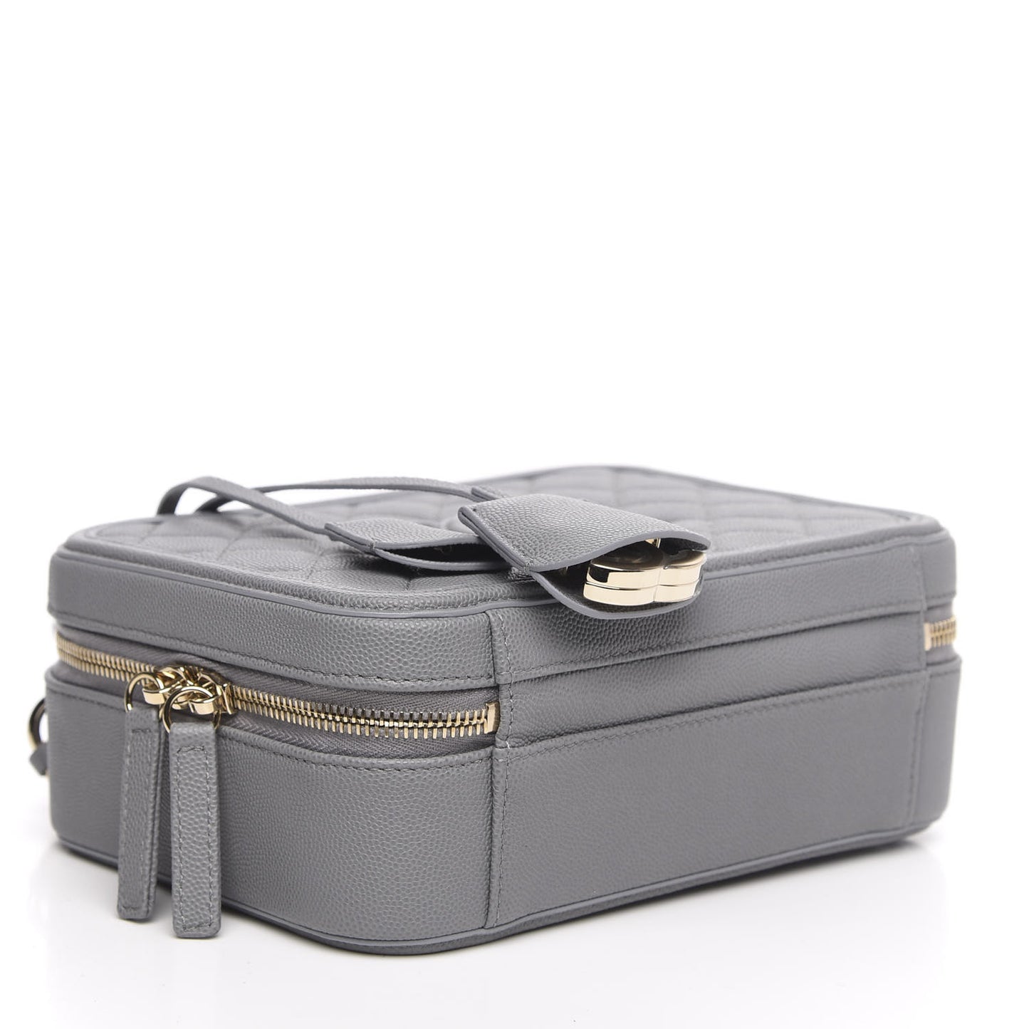 Caviar Quilted Medium CC Filigree Vanity Case Grey