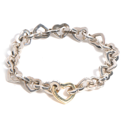 Tiffany Sterling Silver 18K Yellow Gold Heart Links Bracelet 1 of 3