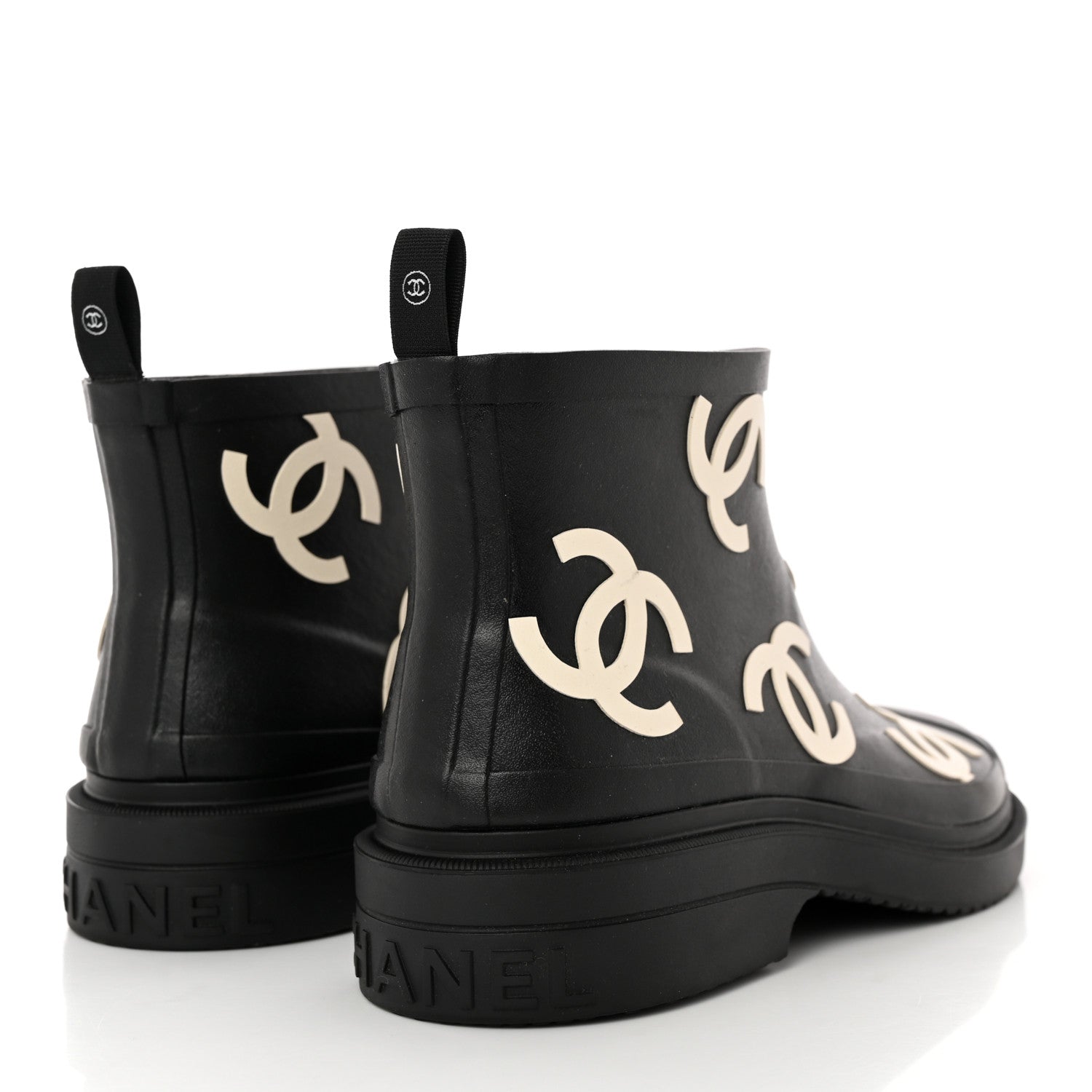Chanel Rubber CC Print Boots 40 Black 4 of 8