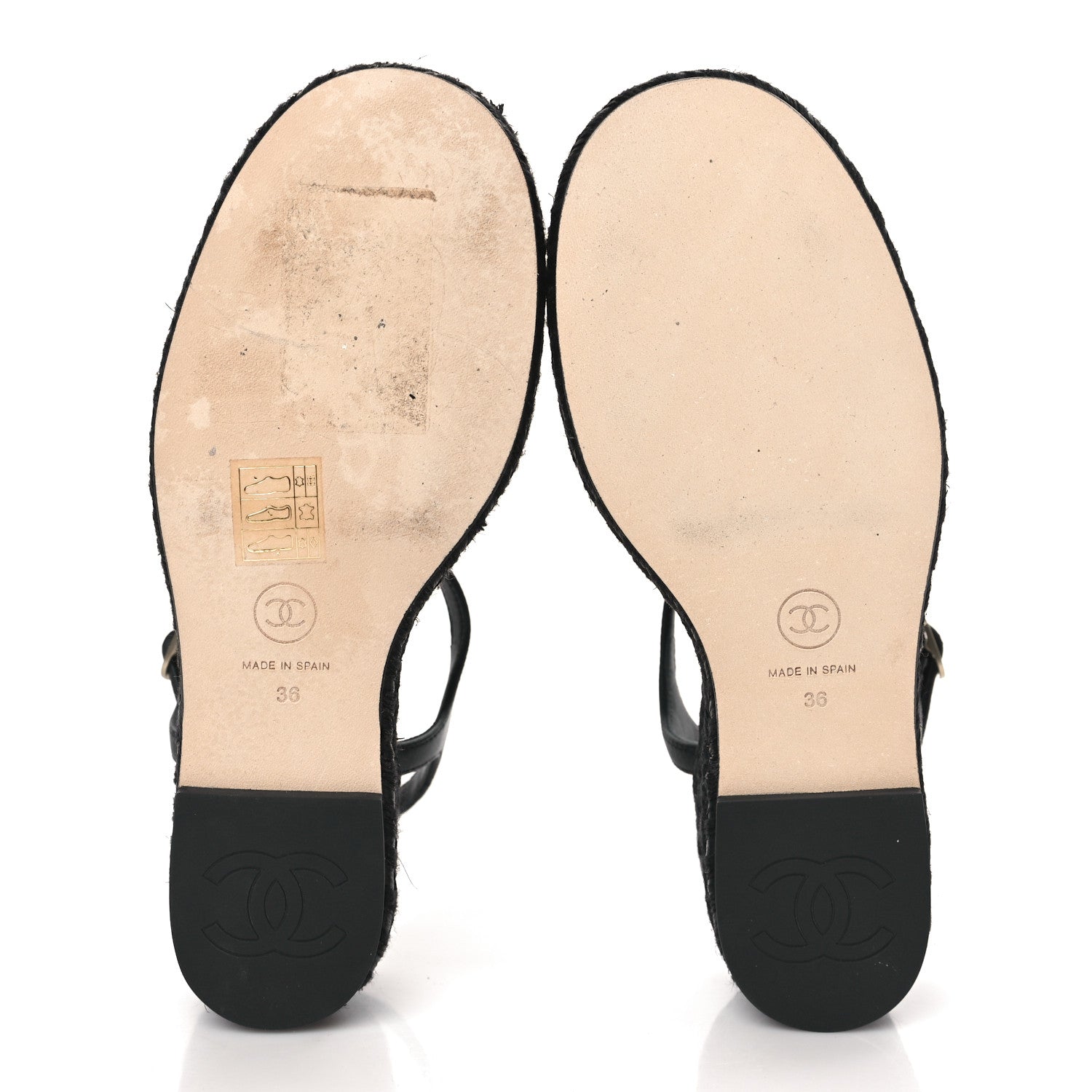 Chanel Lambskin Grosgrain CC Espadrilles Wedges 36 Black 5 of 9
