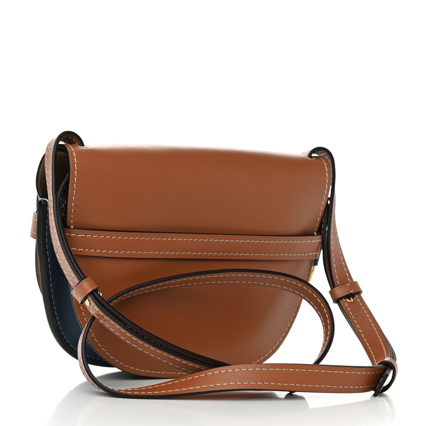Calfskin Small Gate Crossbody Bag Tan Steel Blue